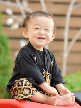 「アイテム（ロンパース、ブラック系）」を使った、SOTAさん（キッズ・70cm）の冬コーディネート