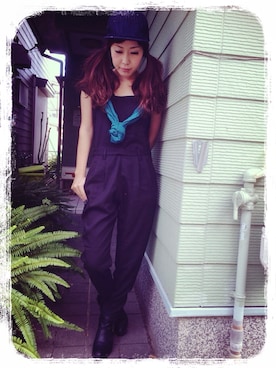 「モスグリーン」｜「アイテム（オールインワン・サロペット）」を使った、#GU  STAFF erikaさん（レディース・154cm）の秋コーディネート