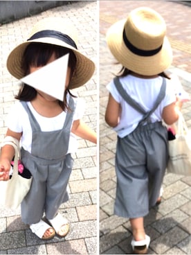 「ペーパーハット」｜「アイテム（オールインワン・サロペット）」を使った、yuiiiii♡さん（キッズ・100cm）の夏コーディネート