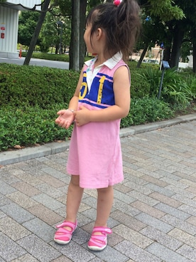 「BREEZE（ブリーズ）のアイテム（ワンピース、ピンク系）」を使った、yuiiiii♡さん（キッズ・100cm）の夏コーディネート