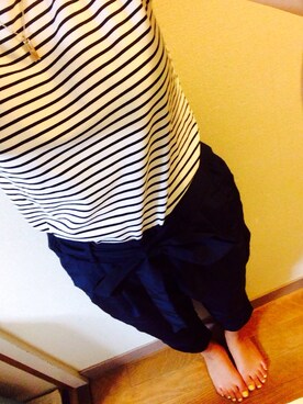 「colza（コルザ）のアイテム（Tシャツ/カットソー、ホワイト系）」を使った、Allisaさん（レディース・161cm）の夏コーディネート