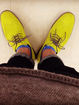 「アイテム（ドレスシューズ、グリーン系）」を使った、h.sさん（メンズ・181cm）の春コーディネート