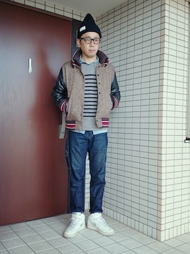 「Simplicite（サンプリシテ）のアイテム（ブルゾン）」を使った、まっほんさん（メンズ・170cm）の冬コーディネート