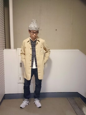 「アイテム（ステンカラーコート）」を使った、まっほんさん（メンズ・170cm・30代）の春コーディネート