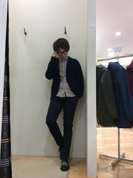 「細身」｜「アイテム（テーラードジャケット）」を使った、fumiさん（メンズ・165cm）の冬コーディネート