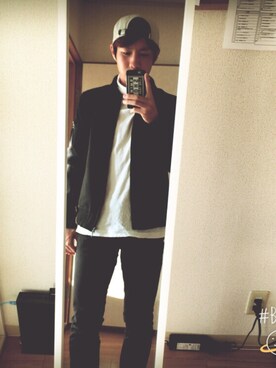 「GU（ジーユー）の（GU）スキニーフィットジーンズ（MEN ⁄ ジーンズ）」を使った、Ryoさん（メンズ・172cm）の秋コーディネート