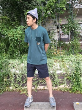 「Design Tshirts Store graniph（デザイン　ティーシャツ　ストア　グラニフ）のアイテム」を使った、ozoさん（メンズ・174cm）の夏コーディネート