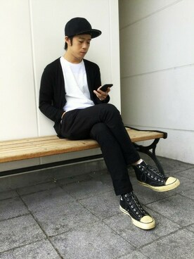 「N.HOOLYWOOD（N.ハリウッド）のアイテム（スニーカー）」を使った、ozoさん（メンズ・174cm）の秋コーディネート