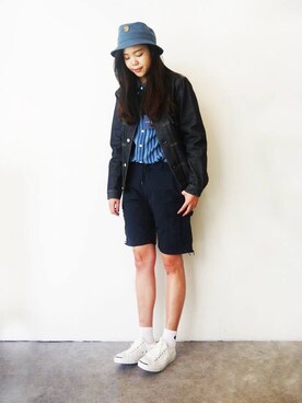 「アイテム（サンバイザー）」を使った、washidaさん（レディース・172cm）の春コーディネート