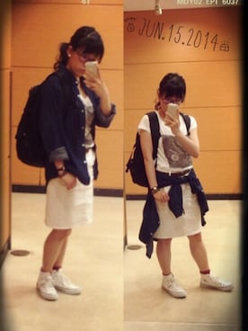 「ジャパンブルー」｜「アイテム（アナログ腕時計）」を使った、あごさん（レディース・156cm）の夏コーディネート