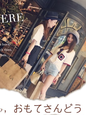 「miu miu（ミュウミュウ）のアイテム（Tシャツ/カットソー）」を使った、5cncn7さん（レディース・158cm）の夏コーディネート