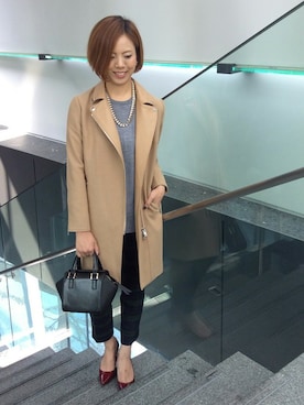 「ボストンバッグ」｜「アイテム（ライダースジャケット）」を使った、RODE SKO (ロデスコ)さん（レディース・162cm）の秋コーディネート