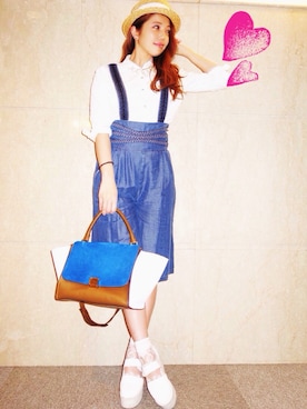 「CELINE」｜「アイテム（オールインワン・サロペット）」を使った、住谷杏奈さん（レディース・160cm）の春コーディネート