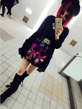 「アイテム（アクセサリー、パープル系）」を使った、森矢くま☆キュレーターさん（レディース・148cm）の秋コーディネート