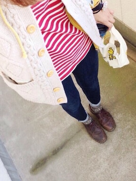 「Dr. Martens（ドクターマーチン）のアイテム（その他シューズ、ブラウン系）」を使った、ｅｒｉ❁さん（159cm）の冬コーディネート