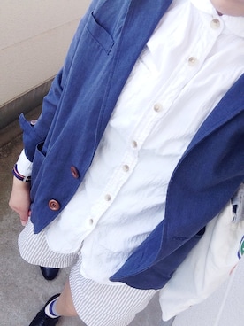 「アイテム（カバーオール、ブルー系）」を使った、ｅｒｉ❁さん（159cm）の春コーディネート