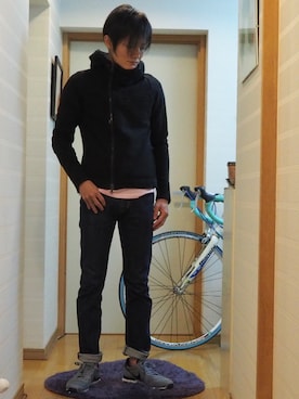 「シック」｜「アイテム（ライダースジャケット）」を使った、はぁくんさん（メンズ・173cm）の秋コーディネート
