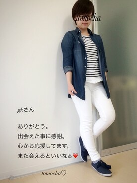 「アディダスオリジナルス」｜「アイテム（レギンス/スパッツ）」を使った、tomocha♡さん（レディース・158cm）の春コーディネート