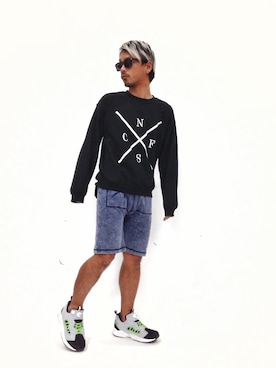 「unrelaxing（アンリラクシング）のアイテム（スウェット）」を使った、FIVEDAYCITYさん（メンズ・171cm）の春コーディネート