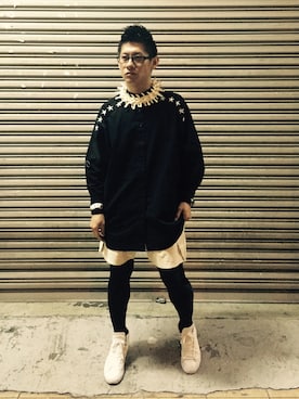 「DEPRESSION（-）のアイテム」を使った、Jimmy Wongさん（メンズ・170cm）の春コーディネート