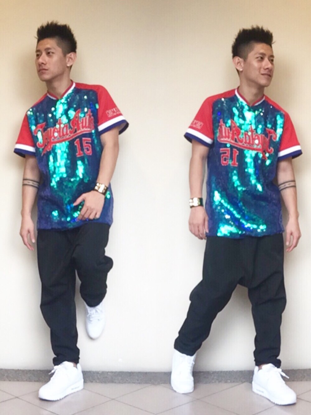 「NIKEのアイテム（スニーカー、ホワイト系）」を使った、Jimmy Wongさん（メンズ・170cm）の夏コーディネートの1枚目の写真