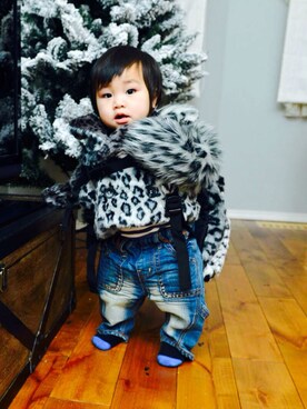 「BACK ALLEY（バックアレイ）のアイテム（ジャケット/アウター）」を使った、LOUIS☆LOUIEさん（キッズ・70cm）の冬コーディネート