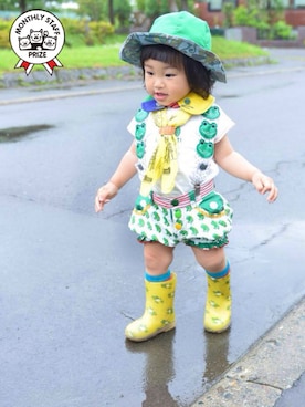 「BOO HOMES（ブー オム）のアイテム」を使った、LOUIS☆LOUIEさん（キッズ・80cm）の夏コーディネート