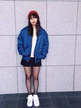 「skirt」｜「アイテム（ニットキャップ/ビーニー）」を使った、NYLONJAPANさん（レディース・159cm）の冬コーディネート
