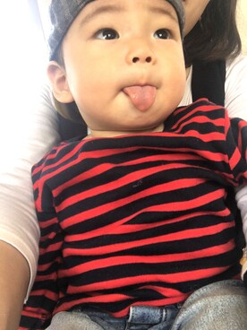 「abcd（ナシ）のアイテム（キャップ）」を使った、ゆうき つじさん（キッズ・70cm）の秋コーディネート