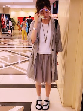 「cepo（セポ）のアイテム（ピーコート）」を使った、Midori碧さん（レディース・168cm）の夏コーディネート