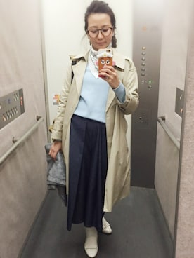 「ブルーニット」｜「アイテム（その他シューズ）」を使った、am.    ☺︎さん（レディース・158cm）の春コーディネート