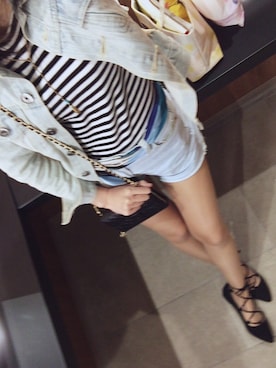 「EMODA（エモダ）のアイテム（ストール/ショール）」を使った、mitanさん（レディース・165cm）の春コーディネート