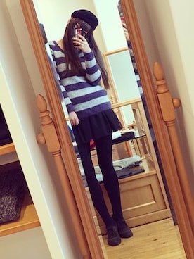 「DO!FAMILY（ドゥファミリィ）のアイテム（ハンチング/ベレー帽、ブラック系）」を使った、川サキさん（レディース・168cm）の秋コーディネート