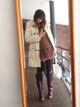 「TSUMORI CHISATO（ツモリチサト）のアイテム（その他アウター、ホワイト系）」を使った、川サキさん（レディース・168cm）の冬コーディネート