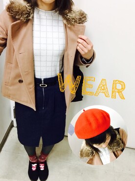 「ウィンドウペン」｜「アイテム（ピーコート）」を使った、＊かな＊さん（レディース・170cm）の冬コーディネート