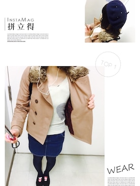 「アイテム（ピーコート、ピンク系）」を使った、＊かな＊さん（レディース・170cm）の冬コーディネート