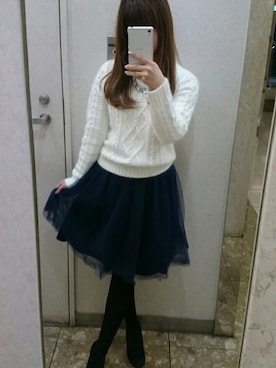 「JUSGLITTY（ジャスグリッティー）のアイテム（アクセサリー）」を使った、miniminnieさん（レディース・148cm）の冬コーディネート