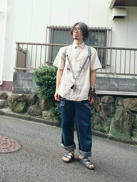 「ヘアバンド」｜「アイテム（オールインワン・サロペット）」を使った、かずさん（メンズ・172cm）の夏コーディネート
