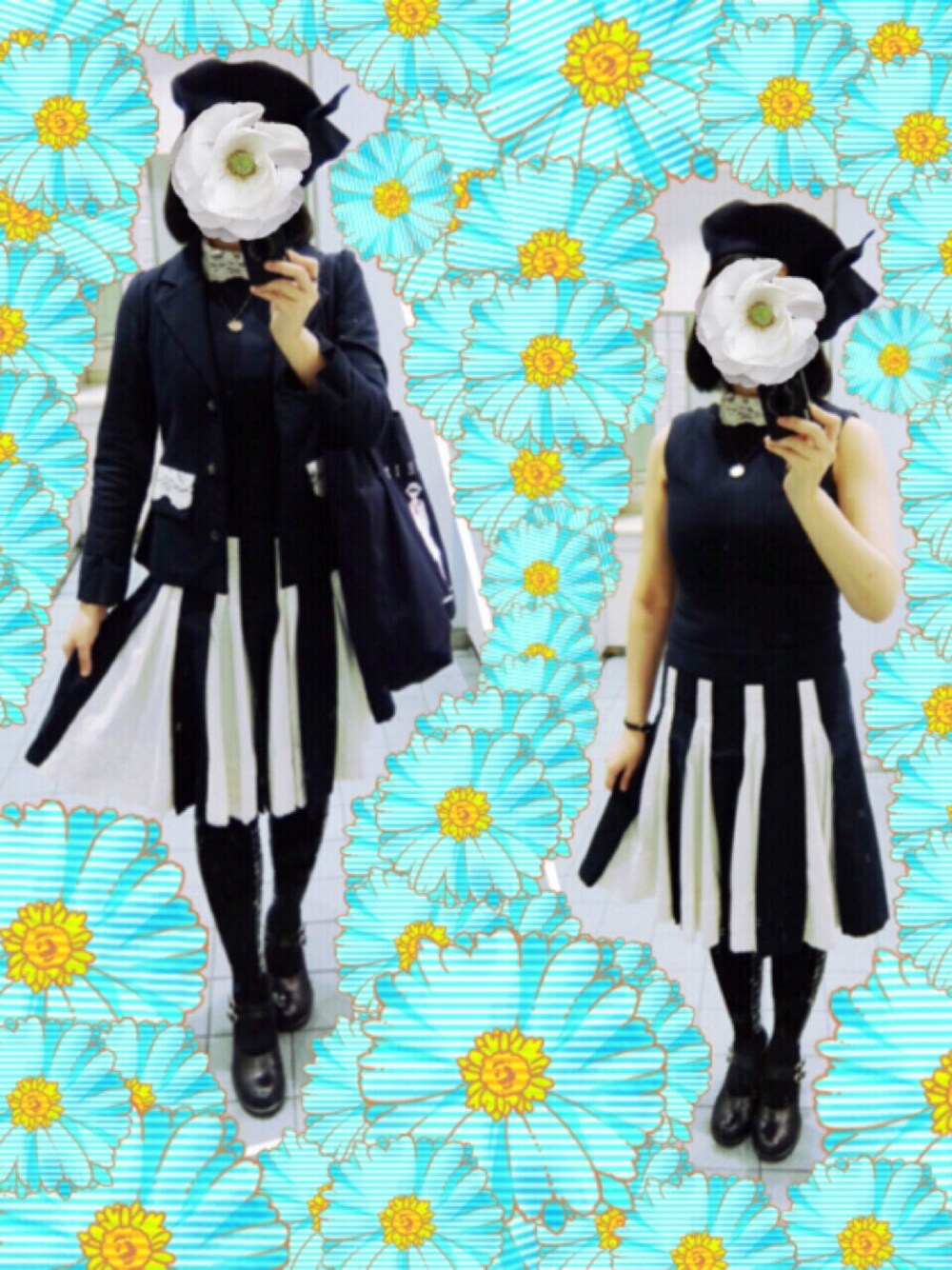 「MASHAのアイテム（ワンピース、ブルー系）」を使った、Mさん（レディース・158cm）の春コーディネートの1枚目の写真