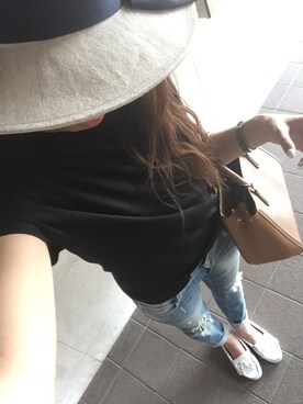 「ペタンコ靴」｜「アイテム（モカシン/デッキシューズ）」を使った、a_outfitさん（レディース・160cm）の夏コーディネート