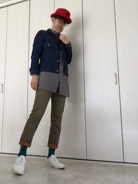 「TAKEO KIKUCHI（タケオキクチ）のアイテム（デニムジャケット）」を使った、Ryujiさん（メンズ・181cm）の春コーディネート