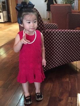 「TOMMY HILFIGER（トミーヒルフィガー）のアイテム（ワンピース/ドレス）」を使った、RS.mamaさん（キッズ・90cm）の春コーディネート