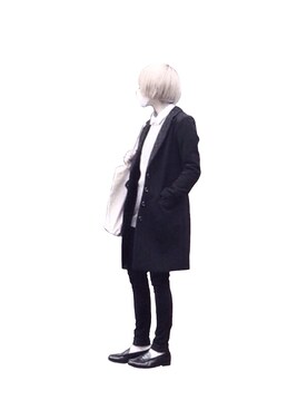 「金髪」｜「アイテム（チェスターコート）」を使った、Bさん（レディース・154cm）の冬コーディネート