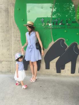 「お揃いコーデ」｜「アイテム（キャップ）」を使った、--Aki--さん（レディース・167cm）の夏コーディネート