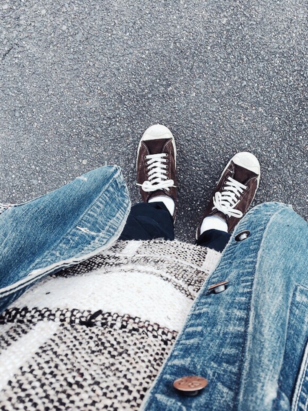「used、古着、レイヤード、VINTAGE、VANS、スニーカー、デニム、カバーオール」｜「usedのイージースラックス ネイビー（スラックス、ブルー系）」を使った、りきやさん（メンズ・167cm）の夏コーディネートの1枚目の写真