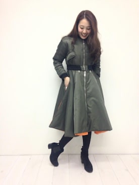 「ビンテージのアイテム（羽绒衣/大衣、グリーン系）」を使った、Ayakaさん（レディース・160cm）の冬コーディネート