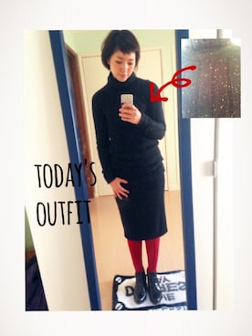 「赤タイツ」｜「アイテム（ブーツ）」を使った、minamiさん（レディース・163cm）の秋コーディネート