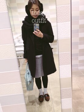 「タイツ×靴下」｜「アイテム（その他シューズ）」を使った、minamiさん（レディース・163cm）の冬コーディネート
