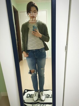 「テーパードデニム」｜minamiさん（レディース・163cm）の春コーディネート