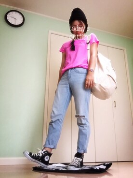 「FREE'S MART（フリーズマート）のアイテム（ニットキャップ/ビーニー）」を使った、minamiさん（レディース・163cm）の夏コーディネート